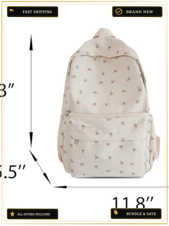 Cute Preppy Floral Nylon Backpack Daypack Laptop Bag main image 2